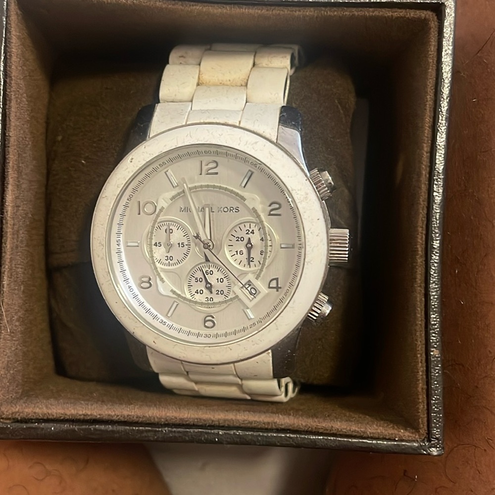 White ceramic Michael Kors watch.